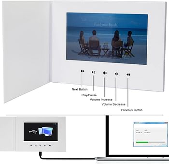 لوجوليك بطاقة فيديو LCD رقمية مقاس 7 انش، اطار صور للكريسماس والذكرى السنوية