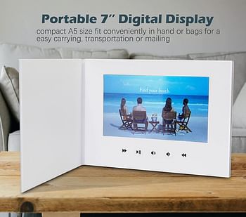 LUGULAKE 7" Video Card LCD Digital Screen Greeting Card Video Photo Frame For Christmas, Anniversary