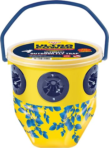 Zero In ZER540 Ultra Power Ultimate Outdoor Fly Trap (Reusable Insect Catcher, Use in Gardens, Covers up to 10 m Radius, Effective Fly Bait), Yellow, 21.5x21.5x28.5 cm