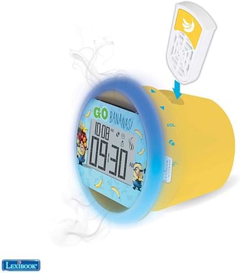 Lexibook by Sensorwake Universal Despicable Me Minions The Olfactory alarm clock  relaxing light FM radio, battery operated or USB cable CS100DES - yellow/blue