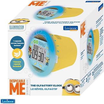 Lexibook by Sensorwake Universal Despicable Me Minions The Olfactory alarm clock  relaxing light FM radio, battery operated or USB cable CS100DES - yellow/blue