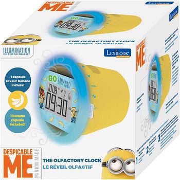 Lexibook by Sensorwake Universal Despicable Me Minions The Olfactory alarm clock  relaxing light FM radio, battery operated or USB cable CS100DES - yellow/blue