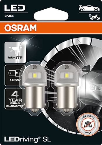OsRAM Ledriving Sl, ≜ R5W, White 6000K, Led Retrofit, Offroad Use Only, Double Blister (2 Lamps)