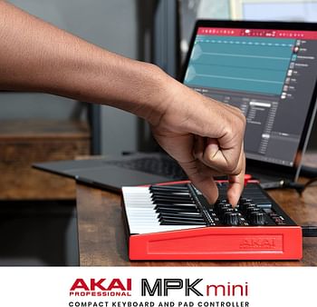 Akai Professional Mpk Mini Mk3 25 Key Usb Midi Keyboard Controller With 8 Backlit Drum Pads, 8 Knobs And Music Production Software Included, Mpkmini3