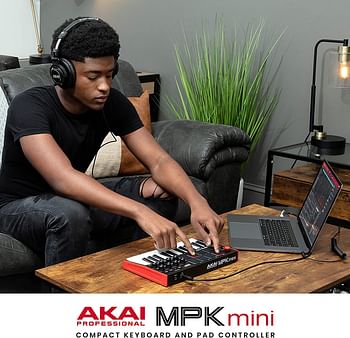 Akai Professional Mpk Mini Mk3 25 Key Usb Midi Keyboard Controller With 8 Backlit Drum Pads, 8 Knobs And Music Production Software Included, Mpkmini3