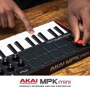 Akai Professional Mpk Mini Mk3 25 Key Usb Midi Keyboard Controller With 8 Backlit Drum Pads, 8 Knobs And Music Production Software Included, Mpkmini3