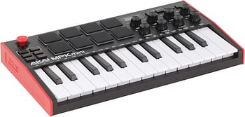 Akai Professional Mpk Mini Mk3 25 Key Usb Midi Keyboard Controller With 8 Backlit Drum Pads, 8 Knobs And Music Production Software Included, Mpkmini3