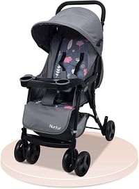Nurtur Ryder Lightweight Baby Stroller Storage Basket, Detachable Food Tray, Adjustable Reclining Seat and Leg rest, 0 36 months, Grey Official Nurtur Product/Grey