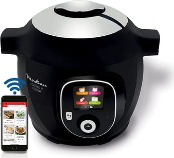 MOULINEX Cookeo+ Connect Smart Multicooker, 6 Liters, 100 Built-in Recipes, Bluetooth-Connected App, black, 1220-1450 Watts, CE857827 Cookeo+ Connect