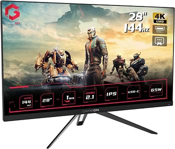 GAMEON Gaming 28" 3840 x 2160P Flat 4K Monitor (GO28UHD144IPS IPS Ultra HD 144 Hz 1ms Gsync & Free Sync HDMI - 2.1 DP&USB C UHD Monitor - (Support PS5)