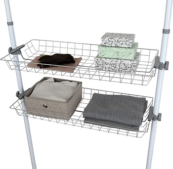 WENKO Herkules Set of Two Baskets, Steel, Household and Bathroom Storage, Utensil Holders, Spacious Design, 94x8x38cm, Grey