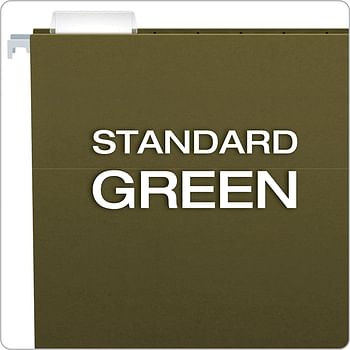 Pendaflex Hanging File Folders, Letter Size, Standard Green, 1/5-Cut Adjustable Tabs, 25 Per Box (81602), Standard Green - 1/5 Tabs