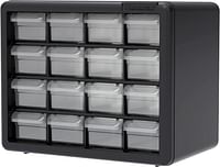 Akro-Mils 10116, 16 Drawer Plastic Parts Storage Hardware and Craft Cabinet, 10-1/2-Inch W x 6-1/2-Inch D x 8-1/2-Inch H, Black