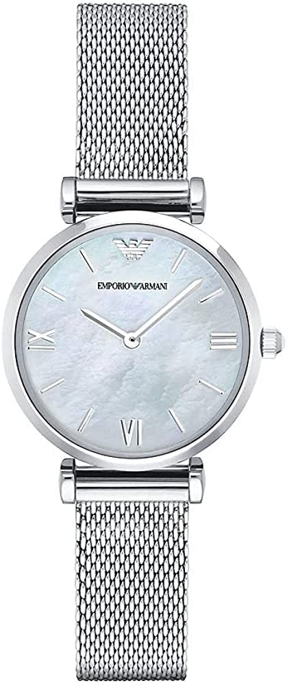 Emporio Armani Woman's Watch - Mother of Pearl MOP dial Silver/Mesh Bracelet One size Bracelet