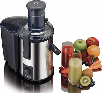 Kenwood Juicer 700W Stainless Steel Juice Extractor with 75mm Wide Feed Tube, 2 Speed, Anti Drip for Home, Office, Restaurant & Cafeteria JEM50.000BS Silvr/Black, Silver and Black