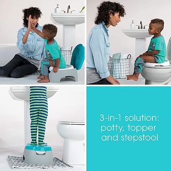 Summer 3-in-1 Train with Me Potty Seat Topper and Stepstool for Toddler Training and Beyond Easy to Empty and Clean Space Saving, Multicolor, 12.7x7.7x14.8"(Pack of 1)