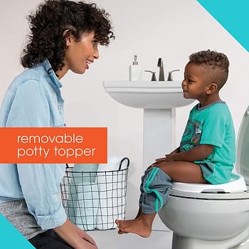 Summer 3-in-1 Train with Me Potty Seat Topper and Stepstool for Toddler Training and Beyond Easy to Empty and Clean Space Saving, Multicolor, 12.7x7.7x14.8"(Pack of 1)