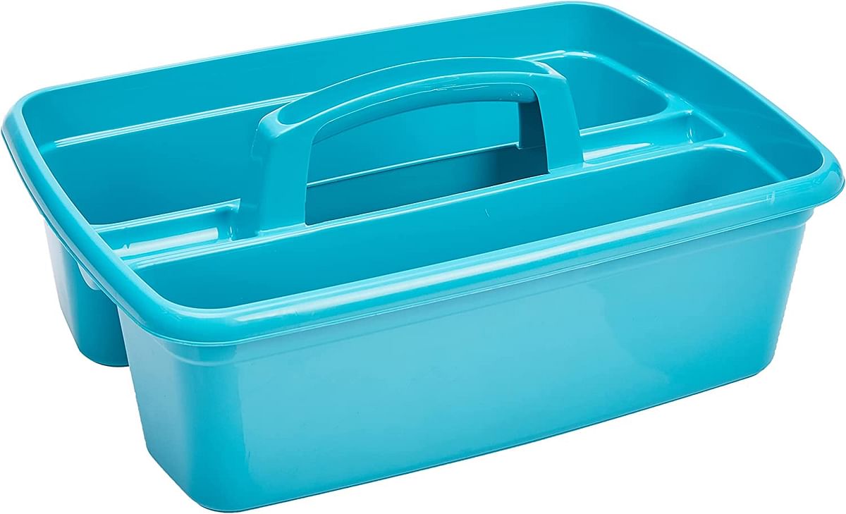 PlasticForte Kitchen Tidy Organiser Cleaning Caddy Large Strong Heavy Duty Gardening TrayHome , Colour may vary , 39.5 X 29 X 16 cm , 11731