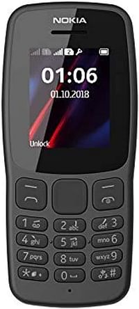 Nokia 106(2018) Feature Phone,Dual Sim,1.80" Display,4 MB RAM,FM Radio-Dark Grey