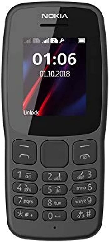 Nokia 106(2018) Feature Phone,Dual Sim,1.80" Display,4 MB RAM,FM Radio-Dark Grey