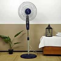 Olsenmark Stand Fan, 16 Inch - Piano Button Switches, 3 Speed Settings - 5 Leaf ABS Transparent Blades - Adjustable Height - Horizontal Oscillation - Cooling For Summer in the Home/Office  	Olsenmark Colour 	White/Black