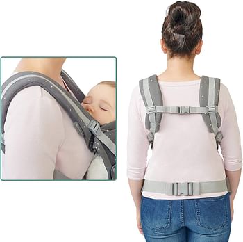 kk Kinderkraft Huggy Baby Carrier, Back Carrier, Belly Carrier for Infants and Toddlers, Baby Carrier, Children's Carrier, Ergonomic, Adjustable, Cotton, Compact Sizes, from 3 Months to 20 kg, Grey
