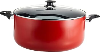 Royalford 36 c.m Aluminium Casserole with Glass Lid Portable Durable with Ergonomic Handle & 3 Layer Non Stick Coating, Compatible with Gas, Induction & Hot Plate, & Halogen, Multicolor, RF9909