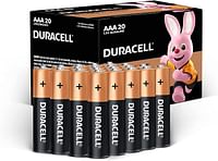 Duracell - AAA 1.5V Alkaline LR03 / MN2400 Batteries Long Lasting Power - Pack of 20 - 10 Years Shelf Life