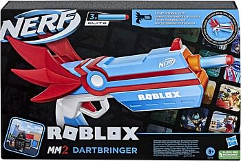 Nerf Roblox MM2: Dartbringer Dart Blaster, Includes Code to Unlock Exclusive Virtual Item, Internal 3-Dart Clip, 3 Nerf Elite Darts