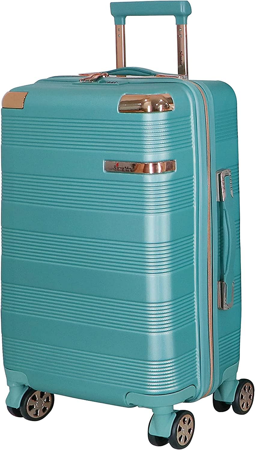 Senator Unisex Travel Luggage ABS Lightweight 4 Quiet 360° Double spinner Wheel Suitcase with Built-In TSA Type lock A5125 (Checked Luggage 32-Inch, Light Green)