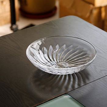 JT Glass Fruit Bowl Food Dish Plate Dia 31CM Flying Dance Hand Cut Design Family Desk Tableware Kitchenware Transparent Clear Glass