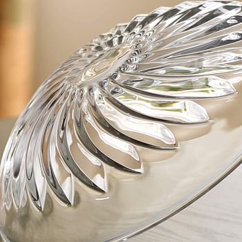 JT Glass Fruit Bowl Food Dish Plate Dia 31CM Flying Dance Hand Cut Design Family Desk Tableware Kitchenware Transparent Clear Glass
