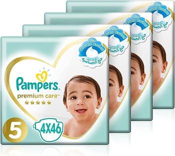 Pampers Premium Care Diapers, Size 5, The Softest Diaper And The Best Skin Protection, 184 Baby Diapers