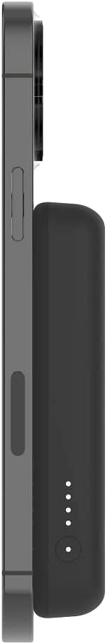 Belkin 5000 mAh Magnetic Wireless Portable Charger, Power Bank Compatible with MagSafe for iPhone 14/13/12 Series with USB C Pass-thru Charging and Kickstand – Black