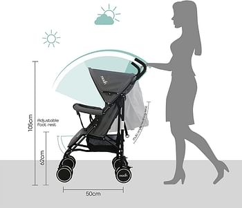 MOON Neo Plus Light Weight Travel Stroller/Pushchair for Baby/Kids/Toddler from 0 Months+(Upto 18 kg) |Umbrella Fold | Multi Position Reclining Seat | Storage Basket | Shoulder Strap -Mid Grey