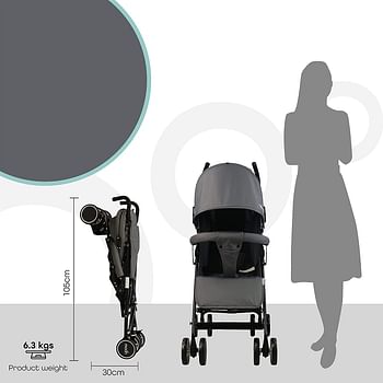 MOON Neo Plus Light Weight Travel Stroller/Pushchair for Baby/Kids/Toddler from 0 Months+(Upto 18 kg) |Umbrella Fold | Multi Position Reclining Seat | Storage Basket | Shoulder Strap -Mid Grey