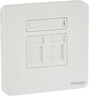 Schneider Electric E8332RJS_WG AvatarOn Gold - 2 Gang Keystone Wallplate مع مصراع بدون Ketstone Jack RJ-45