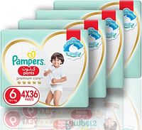 Pampers Baby-Dry Pants diapers, Size 6, 16+kg, With Stretchy Sides for Better Fit and Leakage Protection, 144 Baby Diapers