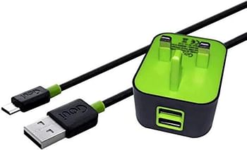 GOUI Spot 2 USB Powerful Wall Charger Dual USB /Black Green/One Size