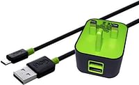 GOUI Spot 2 USB Powerful Wall Charger Dual USB /Black Green/One Size