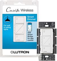 Lutron Caseta Smart Home Dimmer Switch, Works with Alexa, Apple HomeKit, and the Google Assistant | for LED Light Bulbs, Incandescent Bulbs and Halogen Bulbs | PD-6WCL-WH | White/Smart Dimmer/White/1 Pack