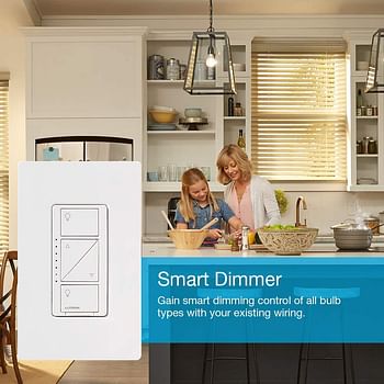 Lutron Caseta Smart Home Dimmer Switch, Works with Alexa, Apple HomeKit, and the Google Assistant | for LED Light Bulbs, Incandescent Bulbs and Halogen Bulbs | PD-6WCL-WH | White/Smart Dimmer/White/1 Pack