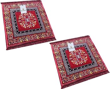 Kuber Industries Red Pooja Aasan, Mat Set Of 2 Pcs (2 Ft X 2 Ft), Maroon, SKUKI001073, Pooja Mat Set /MultiColor/One Size