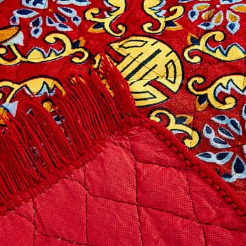 Kuber Industries Red Pooja Aasan, Mat Set Of 2 Pcs (2 Ft X 2 Ft), Maroon, SKUKI001073, Pooja Mat Set /MultiColor/One Size