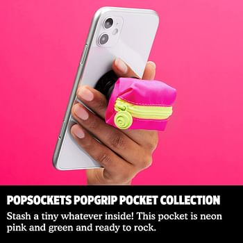 PopSockets: PopGrip with Swappable Top for Phones and Tablets - Pocket Neon Pink