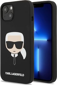 CG MOBILE Karl Lagerfeld Liquid Silicone Case Karl's Head Compatible with iPhone 13 Mini - Black