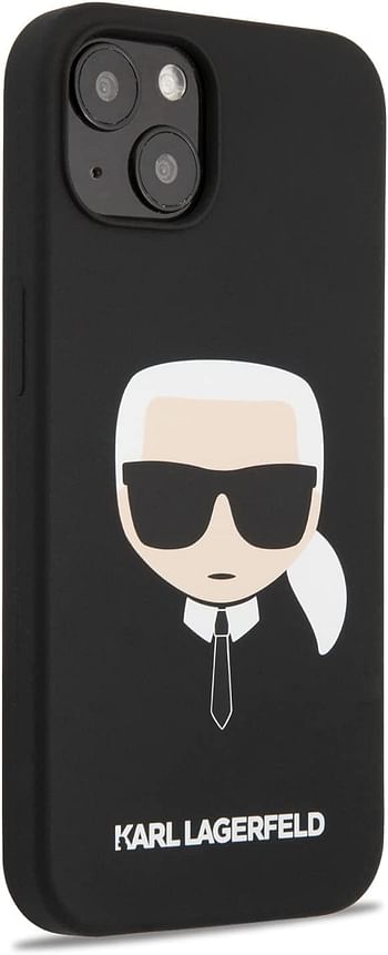 CG MOBILE Karl Lagerfeld Liquid Silicone Case Karl's Head Compatible with iPhone 13 Mini - Black