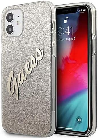 CG Mobile Guess HC PC/TPU Script Glitter Gradient Back Shield Hard Case, Anti-Scratch & Shock Absorbent Full Protection Cover Officially Licensed (12 Mini (5.4"), Gradient Gold)