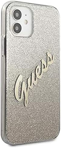 CG Mobile Guess HC PC/TPU Script Glitter Gradient Back Shield Hard Case, Anti-Scratch & Shock Absorbent Full Protection Cover Officially Licensed (12 Mini (5.4"), Gradient Gold)