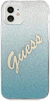 CG Mobile Guess HC PC/TPU Script Glitter Gradient Back Shield Hard Case, Anti-Scratch & Shock Absorbent Full Protection Cover Officially Licensed (12 Mini (5.4"), /12 Mini (5.4")/Gradient Black